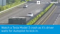 Watch a Tesla Model 3 crash as it’s driver waits for Autopilot to kick in.