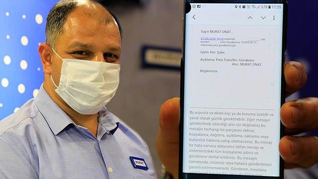 Hesabına yanlışlıkla yaklaşık 20 bin TL yattı, anında iade etti