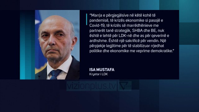 Isa Mustafa: LDK po bën sakrificë vetëm për të mirën e Kosovës - Vizion Plus