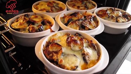 BİRAZ TAVUK VE PATATESİN VARSA AKŞAM YEMEĞİNİ ŞÖLENE ÇEVİREBİLİRSİNİZ FIRINDA PATATES PATLICAN DİZME