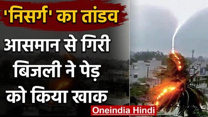Cyclone Nisarga: आसमान से गिरी बिजली ने खाक कर डाला पेड़, कैमरे में कैद हुई घटना | वनइंडिया हिंदी