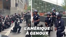 Genou à terre, certains policiers américains montrent leur soutien aux manifestants