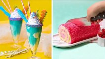 Making Easy Roll Cake | Most Satisfying Colorful Cake Decorating Ideas | Perfect Cake Compilation
