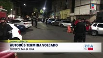 Autobús termina volcado en la CDMX y chofer se da a la fuga