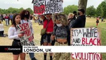 ویدئو تظاهرات‌ لندن علیه «نژادپرستی پلیس آمریکا»: شعارها و دست نوشته‌ها