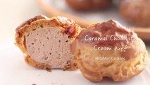 キャラメルチョコレートシュークリーム Caramel Chocolate Cream Puff｜HidaMari Cooking