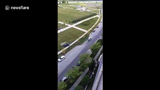 Luxury sports car wrecked and ‘spewing liquid’ after Canadian driver flees the scene of accident