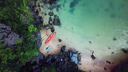 Top View Footage Of People Chilling On The Island