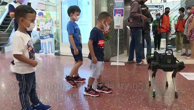 Robot dog hounds Thai shoppers to keep hands virus-free