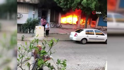 Tente dükkanında çıkan yangın korkuttu