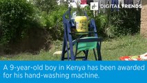 A 9-year-old boy in Kenya has been awarded for his hand-washing machine.