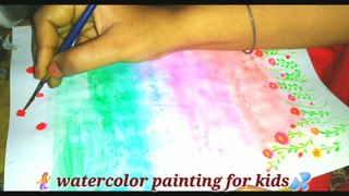 Kids learning watercolor paintings activity