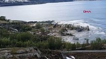 Norveç'te ürküten toprak kayması... Ev saniyeler içerisinde su gibi denize aktı...