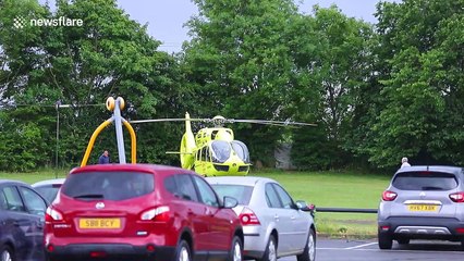 Air ambulance called to a Leeds suburb, after man falls from roof