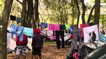 Migrantes venezolanos varados en campamento de Bogotá por pandemia