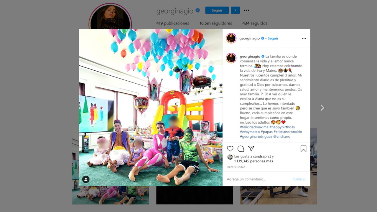 Cristiano y Georgina celebran el tercer cumpleaños de los mellizos