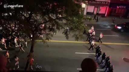 NYPD use large fleet of cars to push back peaceful protests off Brooklyn street