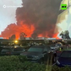 Huge fire in the Amazon warehouse in the US - 2020