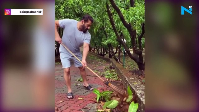 Watch, Salman Khan promotes Swachh Bharat as he sweeps garden