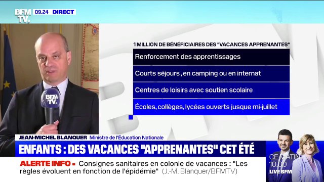 Vacances apprenantes : Un million d'enfants concernés par le dispositif , affirme Jean-Michel Blanquer