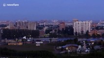 'Strawberry' full moon shines above St Petersburg in Russia