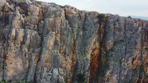 Drone Footage Of A Plateau On Top Of A Mountain Rock