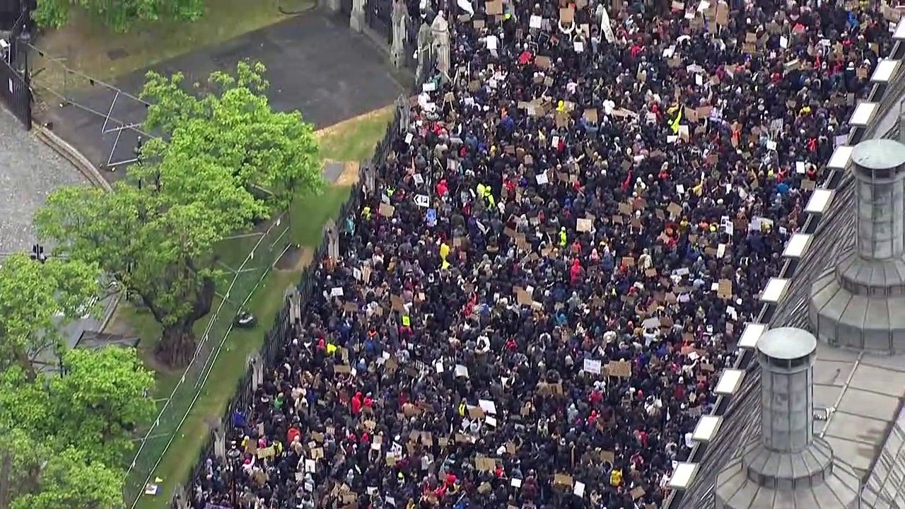 Thousands join George Floyd protest in Parliament Square