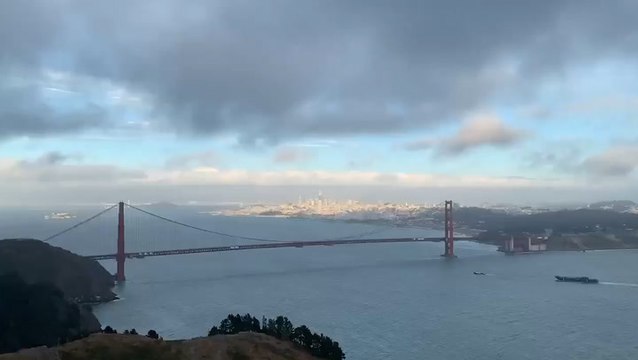 Golden Gate Bridge whistles eerie tune during windy day
