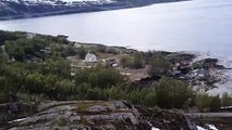 Just now in Alta, Norway Huge mudslide dragging several houses into the sea