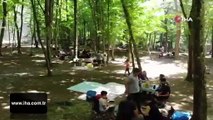 Vatandaşların akın ettiği Belgrad Ormanı havadan görüntülendi