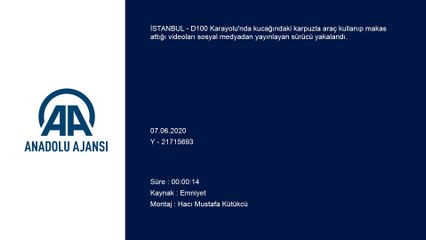 Kucağındaki karpuzla araç kullanıp makas atan sürücü yakalandı - İSTANBUL