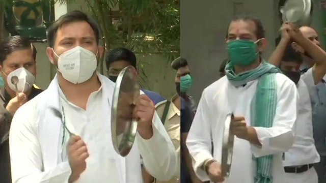 RJD leaders protest against Amit Shah virtual rally in Bihar