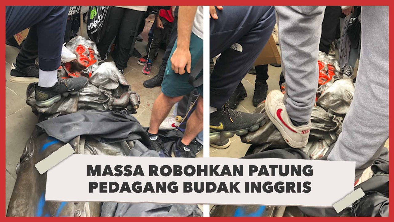 Detik-detik Patung Edward Colston di Inggris Dirobohkan Demonstran