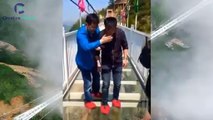 Scary Journey on Glass Bridge - People are terrified to cross glass bridge in China