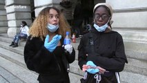 Protesters clean up Council House vandalism after Black Lives Matter protest in Nottingham, UK