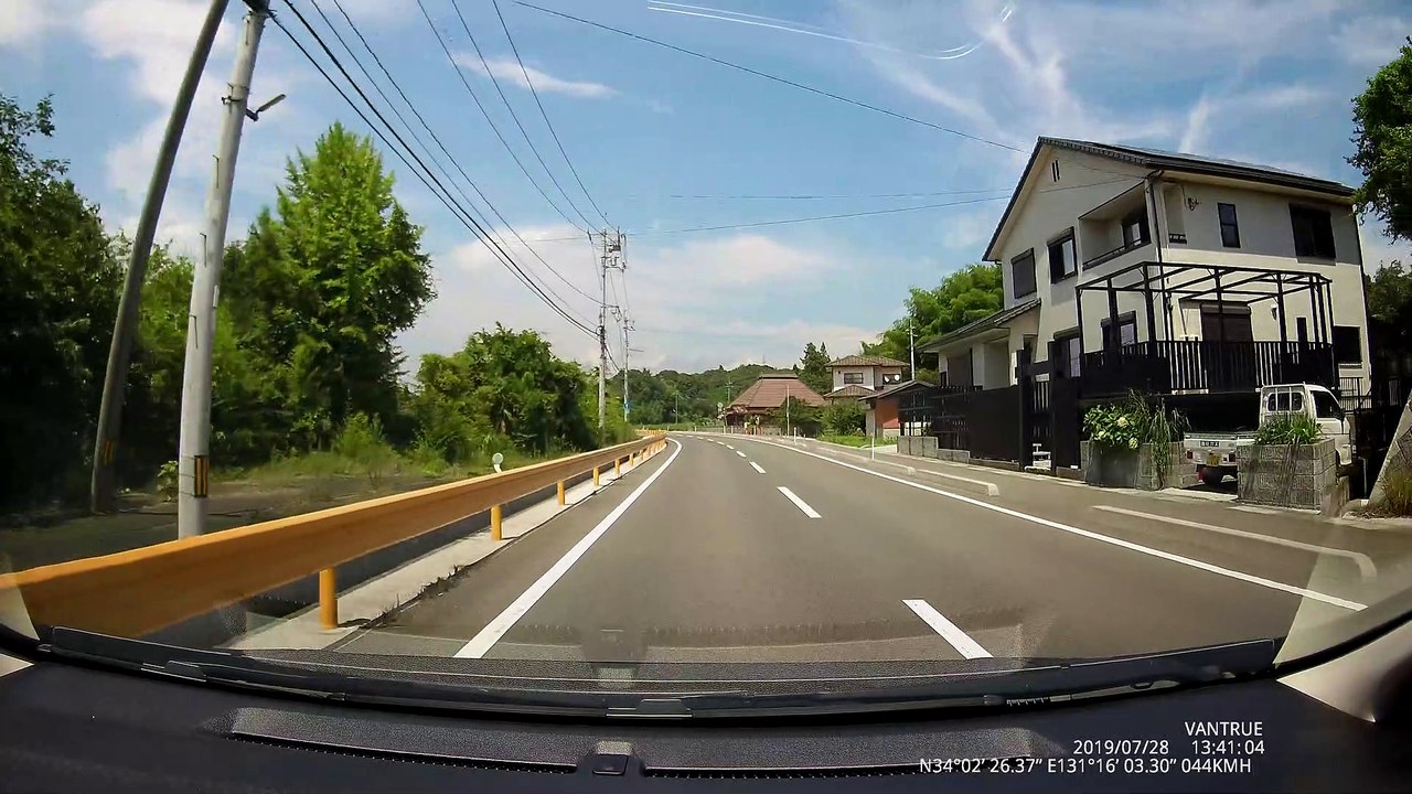 【宇部市道路】厚東駅－今富ダム 山口県宇部市大字吉見－大字今富 ドライブレコーダー 20190728_134020