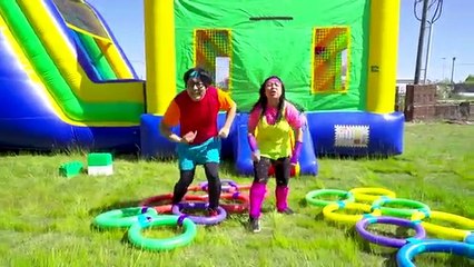 Ryan play in Inflatable Bounce House with Mommy and Daddy!