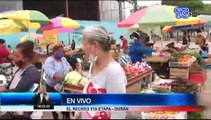 Comerciantes informales instalados en exteriores de un mercado en Durán no cumplen medidas sanitarias