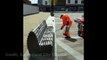 Sunderland City Council's street cleaning team disinfecting seating in Keel Square
