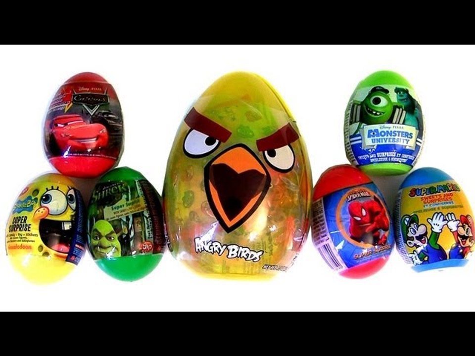 Angry Birds Toy Surprise Eggs SHREK, Pixar Cars Disney Monsters