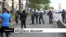 شاهد: مواجهات بين الشرطة ومتظاهرين في العاصمة البلجيكية