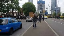 Motorists toot their horns in solidarity with Black Lives Matter protesters outside US Embassy in London.