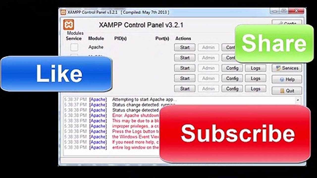 xampp server error apache shutdown unexpectedly 2020