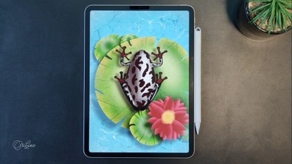 Drawing a frog  on the iPad Pro with the Procreate