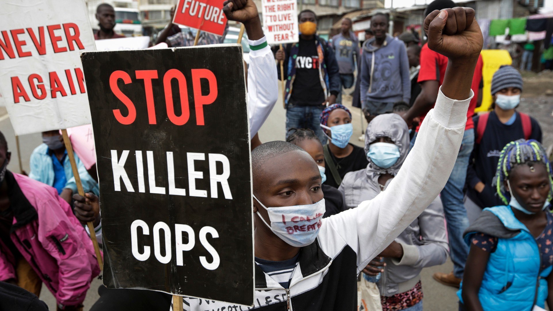 ⁣'Never again': Protesters march against Kenyan police brutality