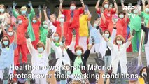 Healthcare workers in Madrid protest for better working conditions