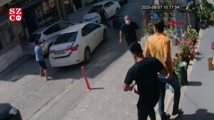 Simit alırken, eşi ve 2 çocuğunun bulunduğu otomobil alev aldı