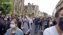Demonstrators demand removal of Oxford University statue of Cecil Rhodes at peaceful protest