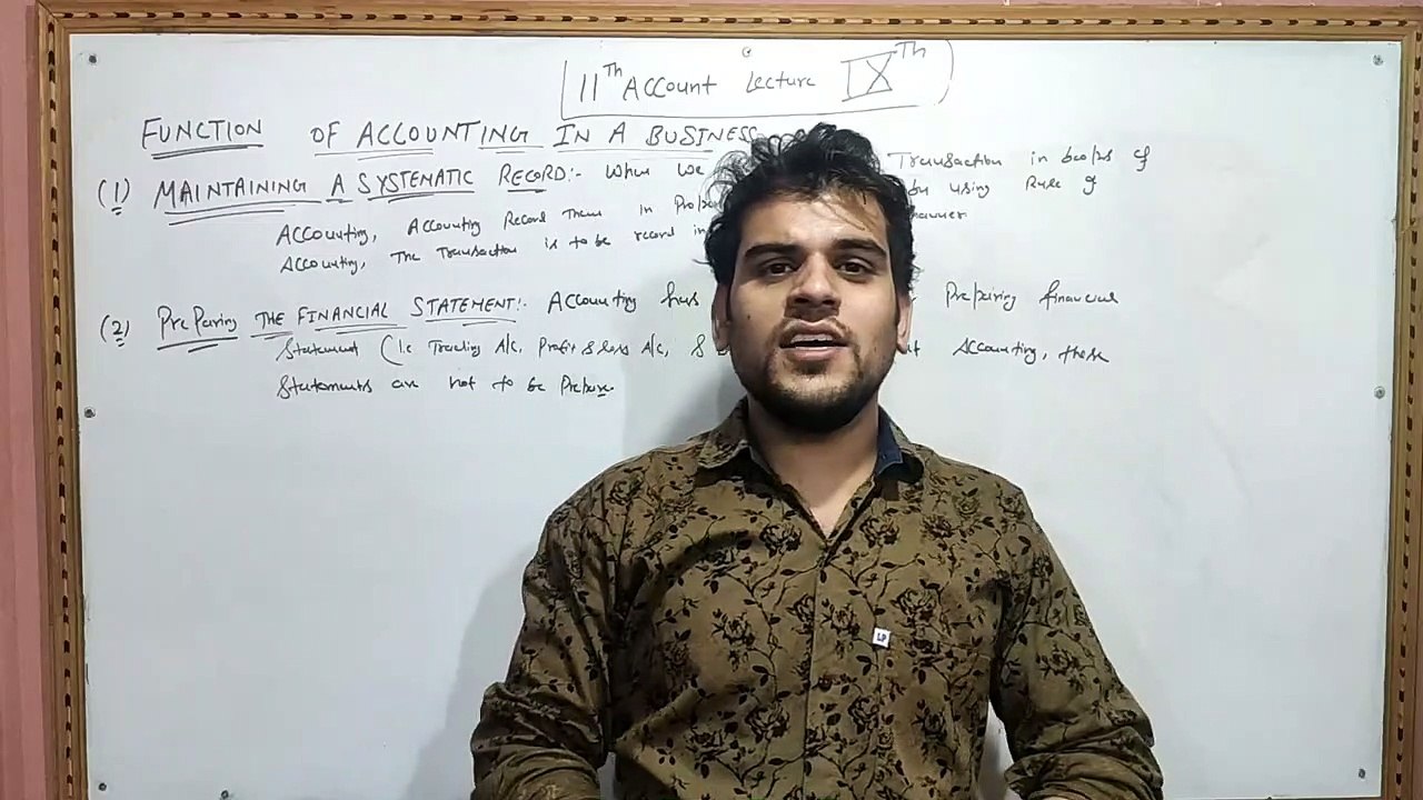 CBSE -11th -- ACCOUNTS -- Unit -1  lecture -9  (Functions of Accounts)By Rajan sir
