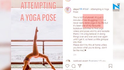 Alaya Furniturewalla nails new yoga pose, says 'three minutes of struggling'